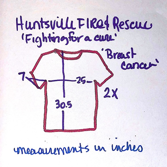 Huntsville Fire & Rescue “Fighting for a Cure” T Shirt. Sz 2X. Navy & Hot Pink. - Picture 6 of 7